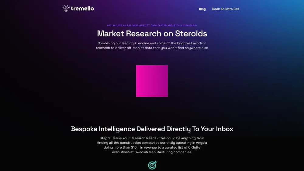 Tremello - Market Research on Steroids Website screenshot