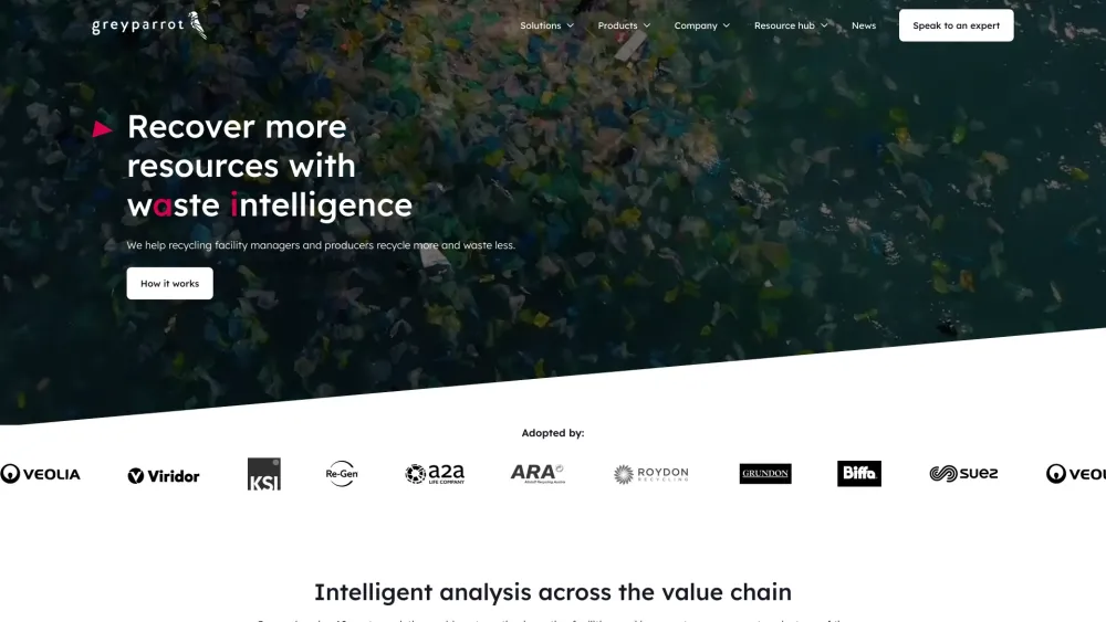 Greyparrot waste intelligence Website screenshot