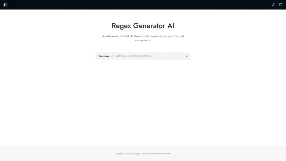 Regex Generator AI Website screenshot