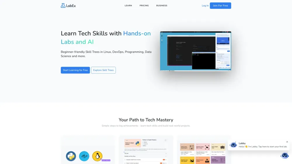 LabEx Website screenshot