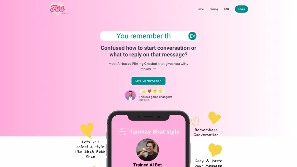 FlirtLikePro Website screenshot