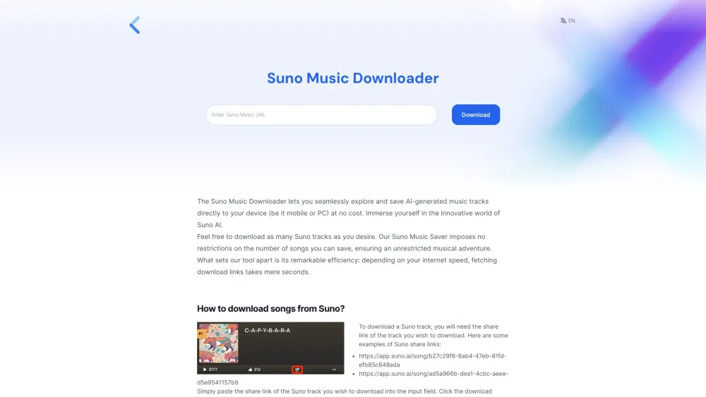 Suno Downloader Website screenshot