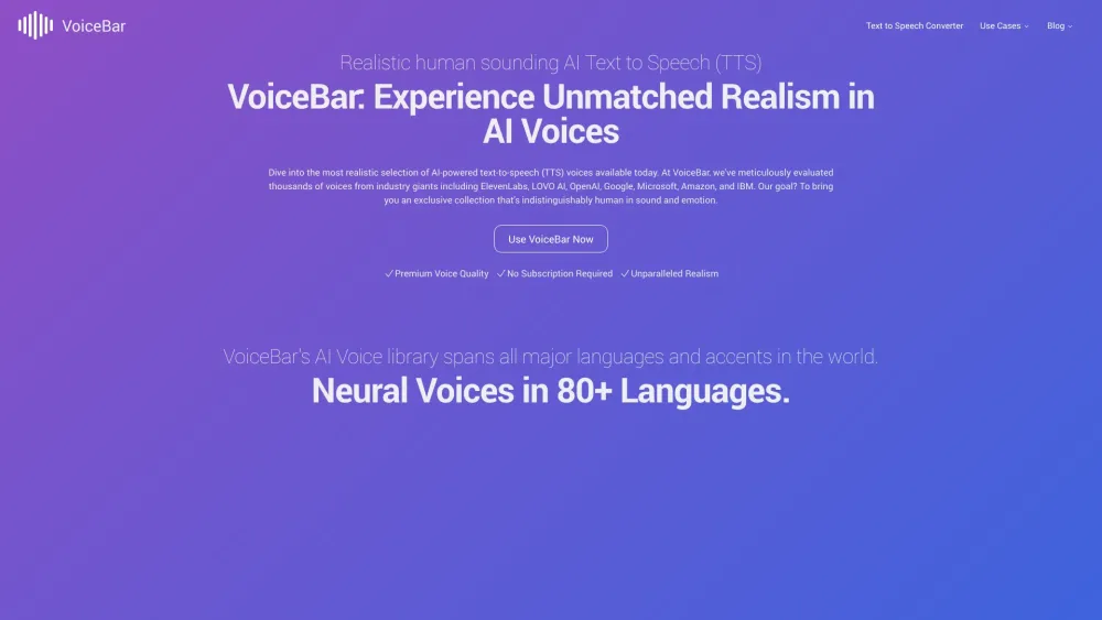 VoiceBar Website screenshot