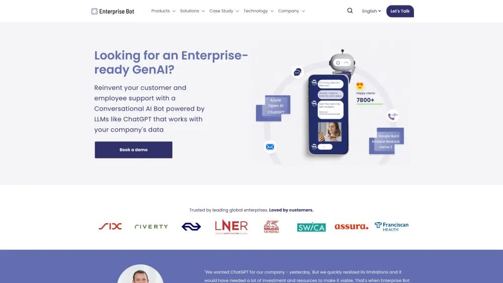 Enterprise Bot Website screenshot