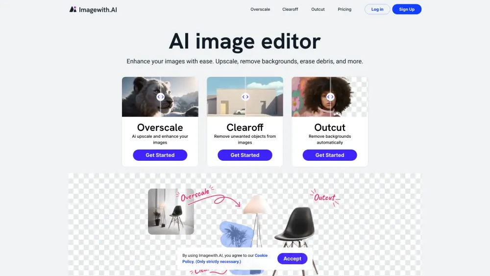 Imagewith.AI Website screenshot