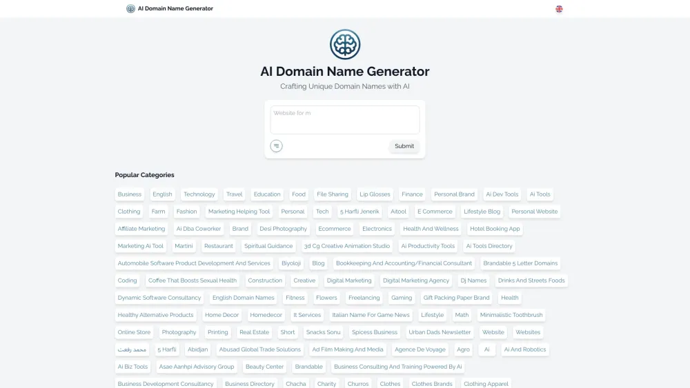 Multilanguage AI Domain Name Generator