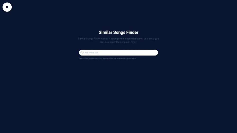 Similar Songs Finder Website screenshot