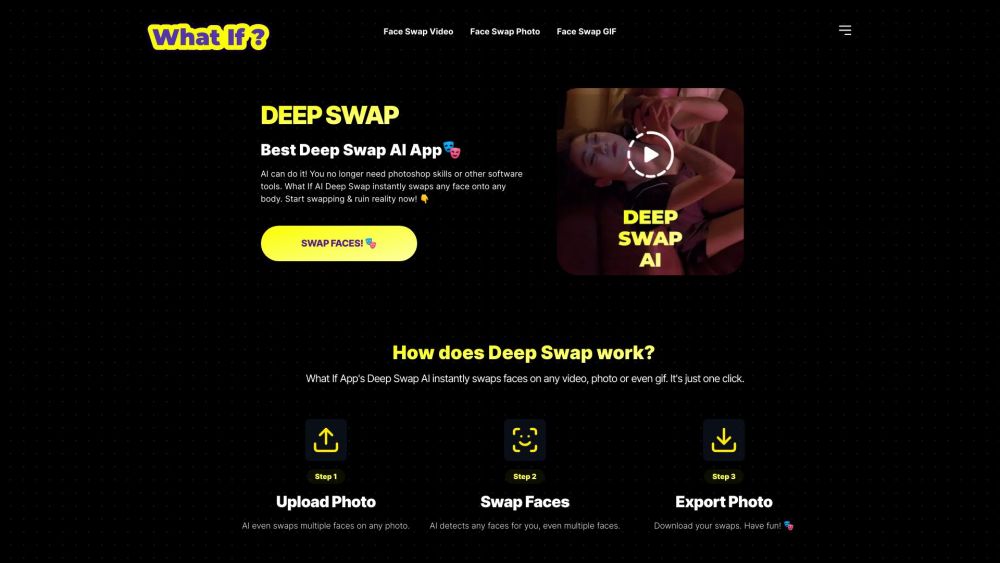 DEEP SWAP Website screenshot