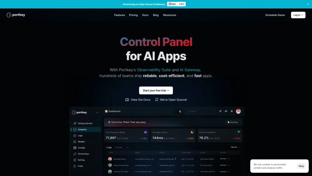 Portkey.ai - Control Panel for AI Apps