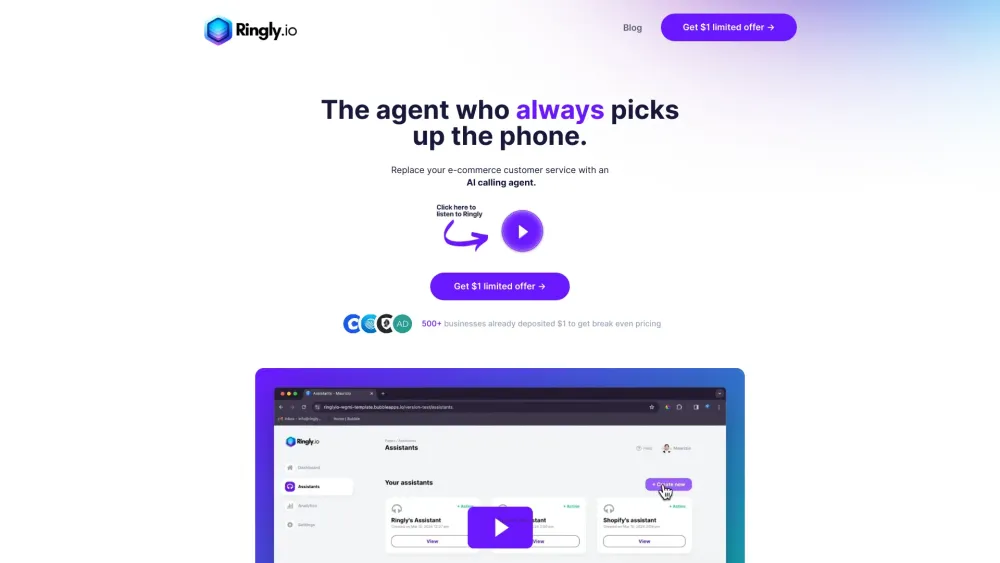 Ringly.io Website screenshot