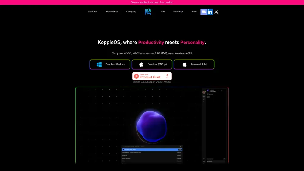 KoppieOS Website screenshot
