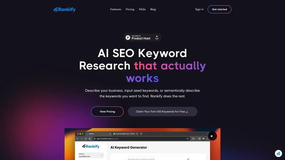 Rankify Website screenshot