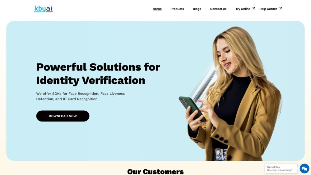 KBY-AI Identity Verification SDK Website screenshot