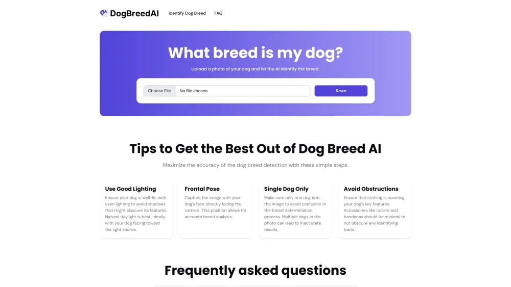 Identify Dog Breeds with AI Website screenshot