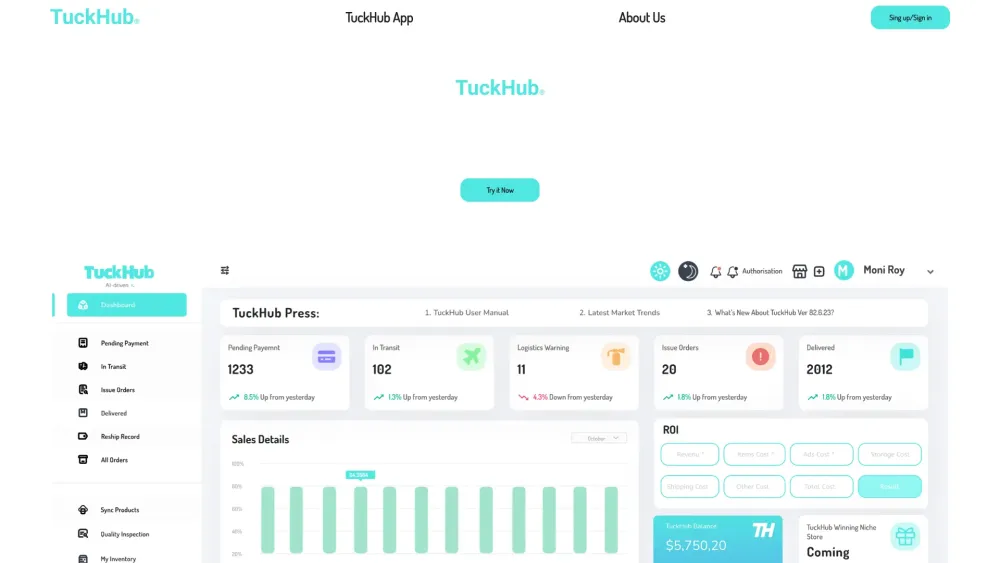 TuckHub Website screenshot