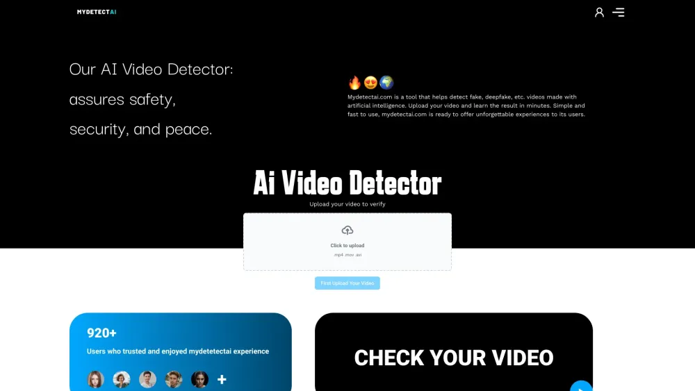 My Detect AI Website screenshot