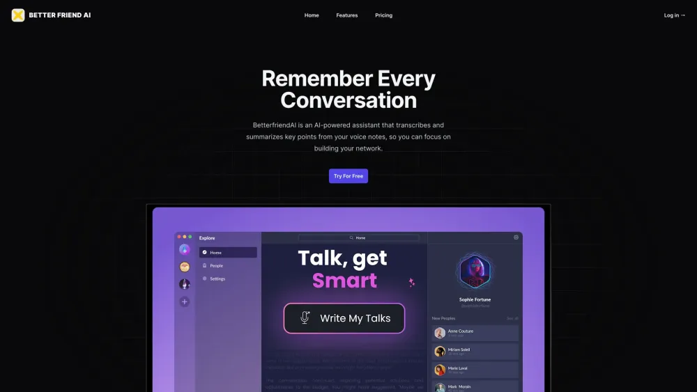 BetterFriendAI Website screenshot