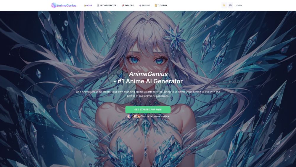 AnimeGenius - Anime AI Generator Website screenshot