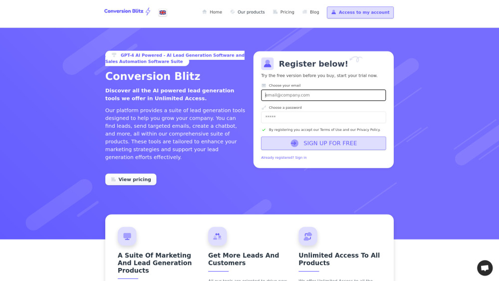 Conversion Blitz Website screenshot