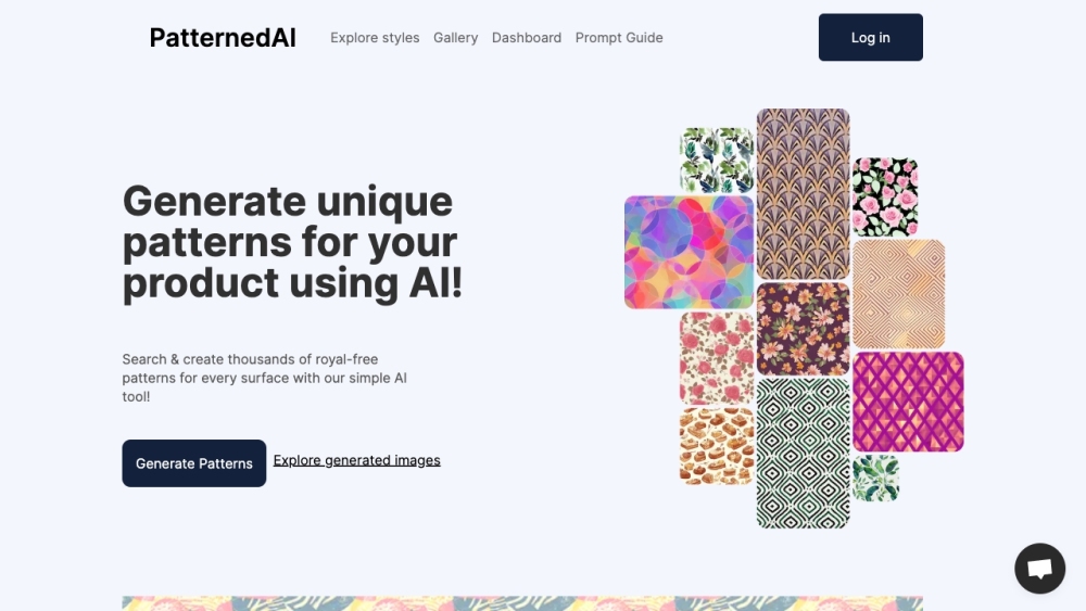 PatternedAI - Seamless Pattern Maker with Artificial Intelligence Website screenshot