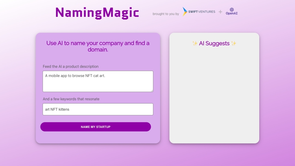 Naming Magic Website screenshot