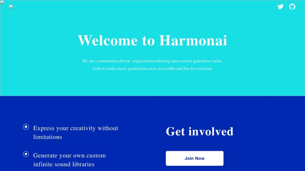 Harmonai Website screenshot