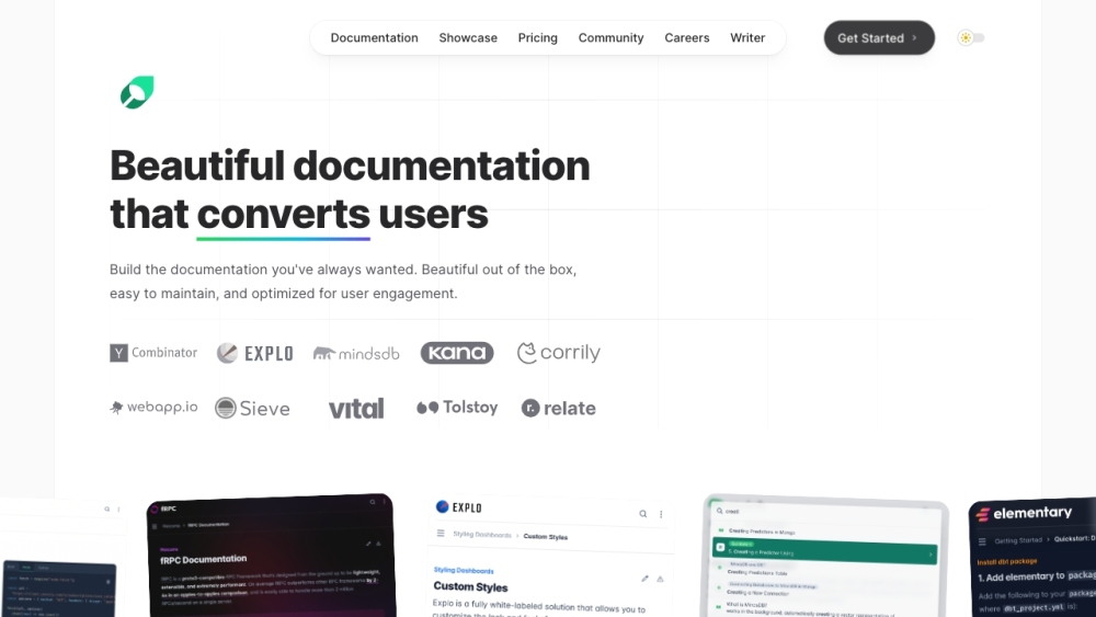 Mintlify Website screenshot