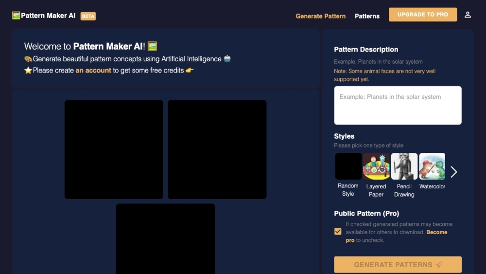 Pattern Maker AI Website screenshot