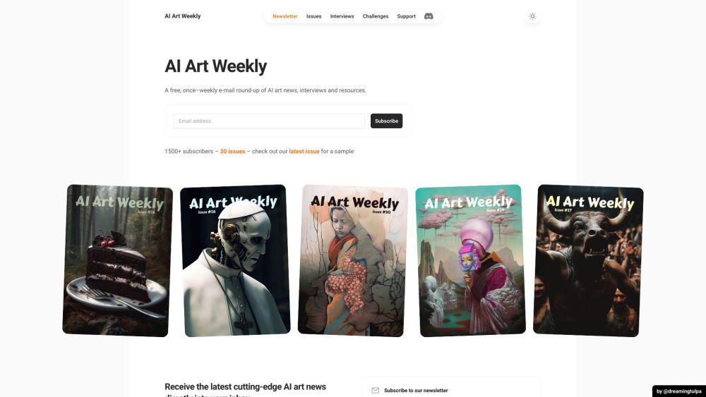 AI Art Weekly Website screenshot