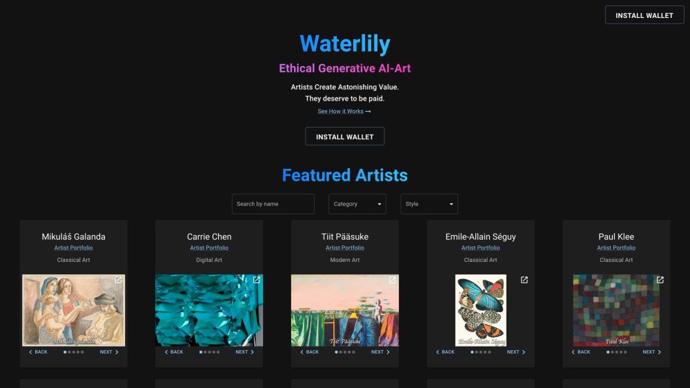 Waterlily Website screenshot