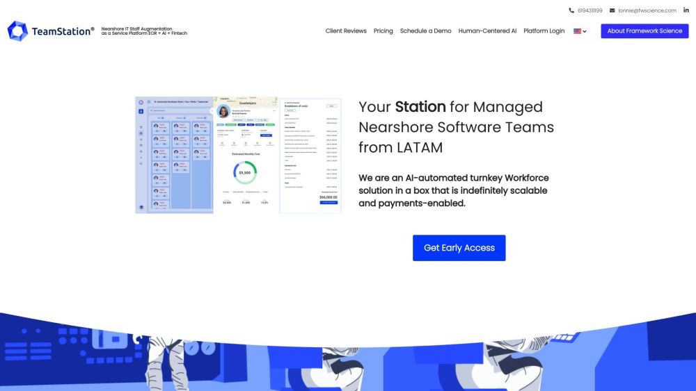 TeamStationのウェブサイトのスクリーンショット