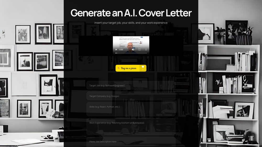 A.I. Cover Letter Website screenshot