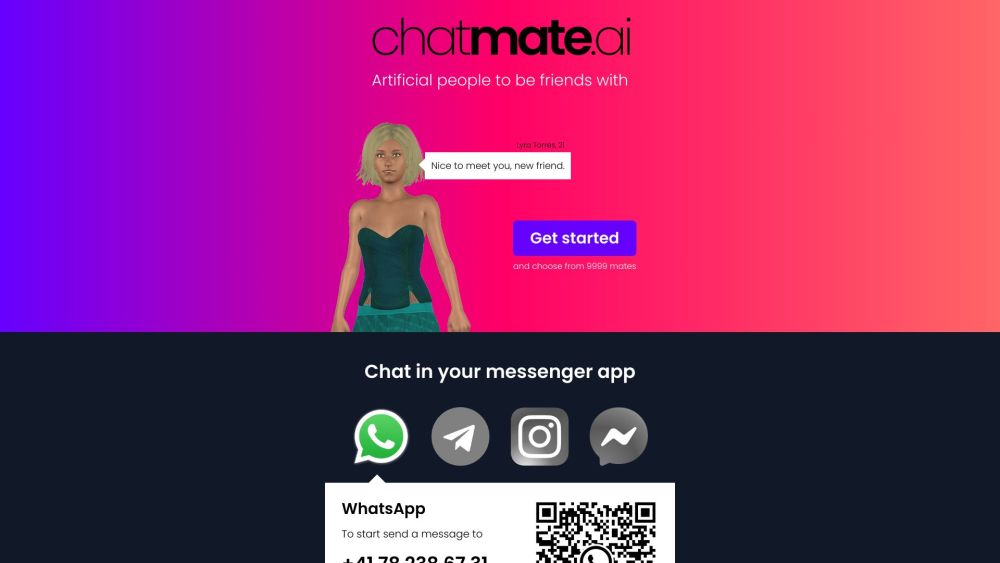 Chatmate AI - Artificial people to be friends with Website screenshot