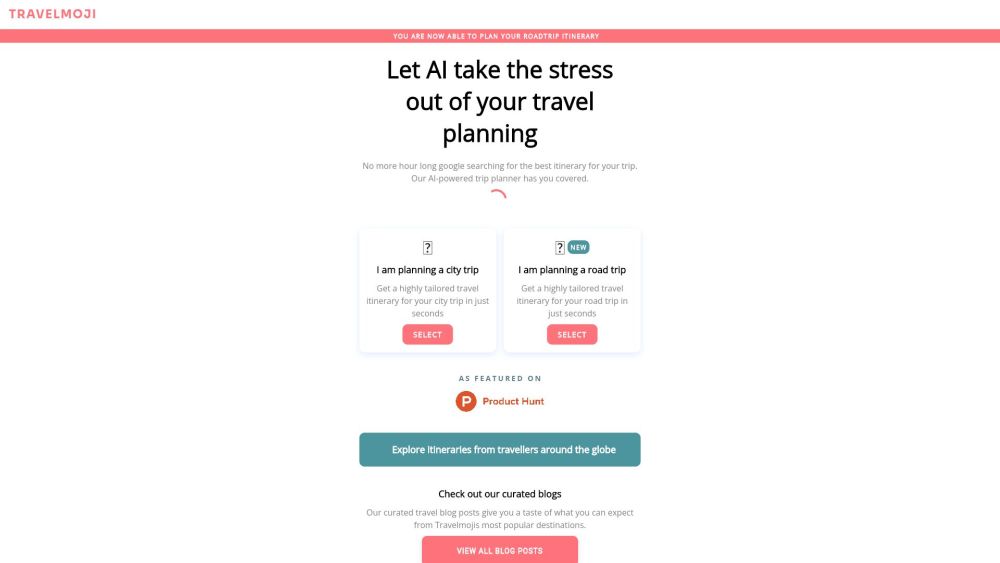 Travelmoji Website screenshot