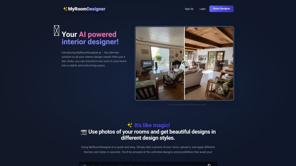 MyRoomDesigner.aiのウェブサイトのスクリーンショット