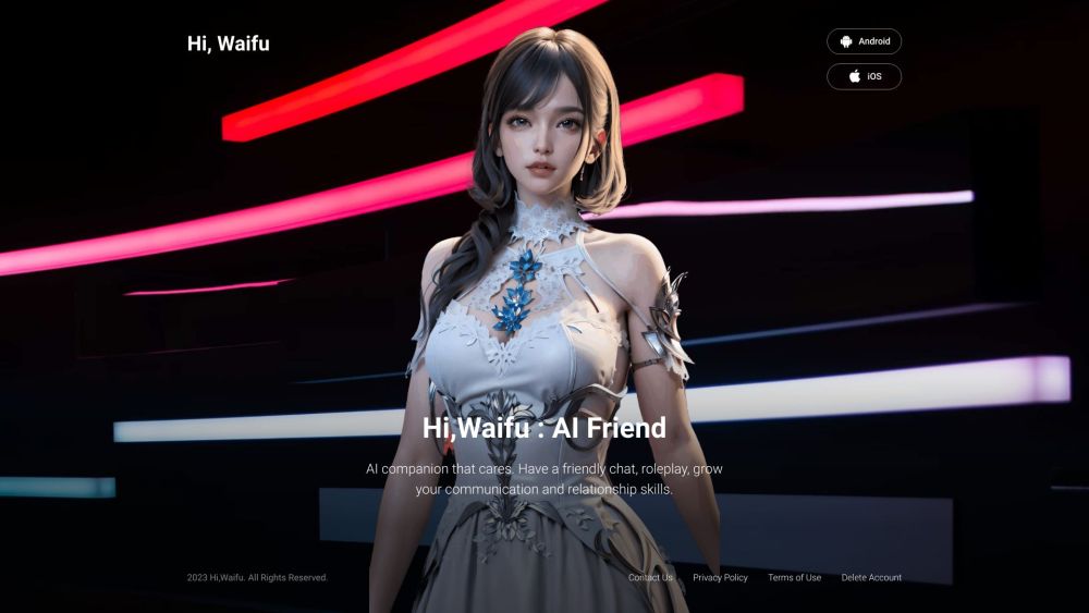 Hi, Waifu : AI Friend Website screenshot