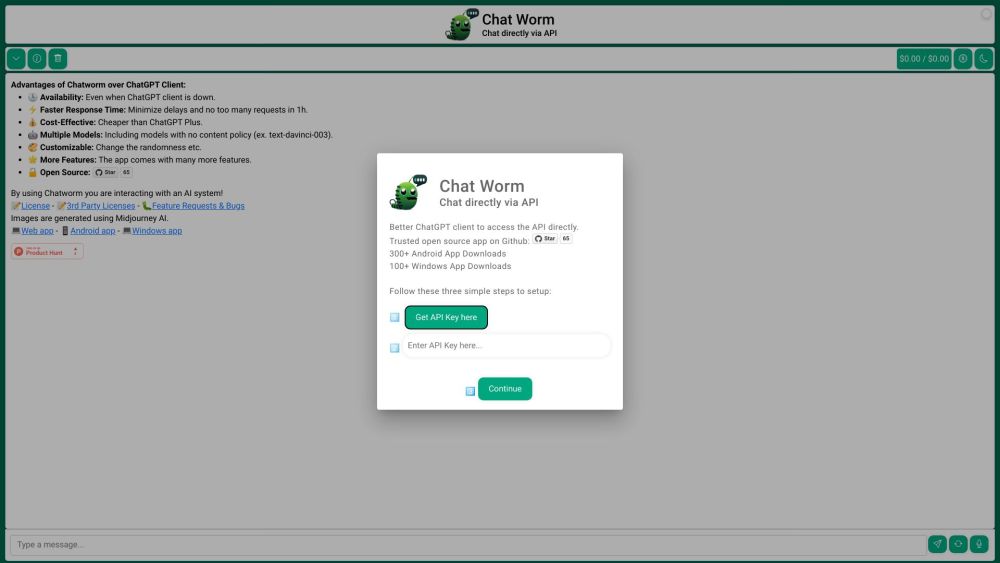 Chatworm Website screenshot