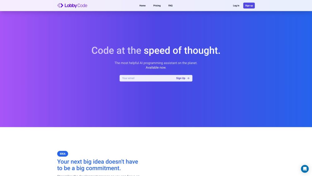 Lobby Code - The Most Helpful Coding Assistant on Earth Website screenshot