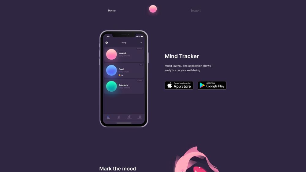 Mind Tracker Website screenshot