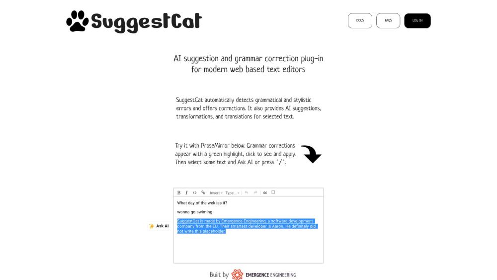 SuggestCat Website screenshot