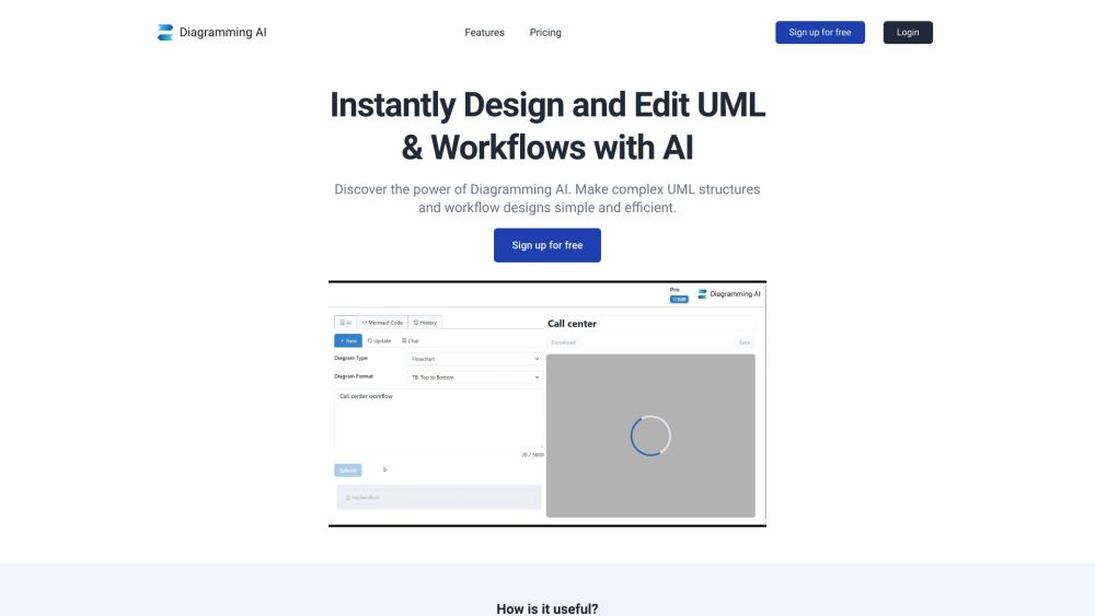 Screenshot der Diagramming AI Website