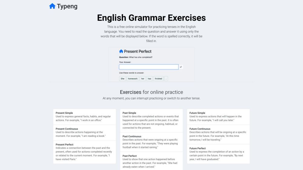 Typeng English Grammar Exercises