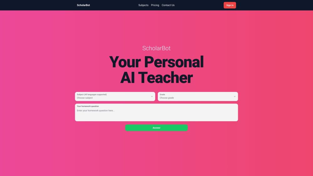 ScholarBot Website screenshot