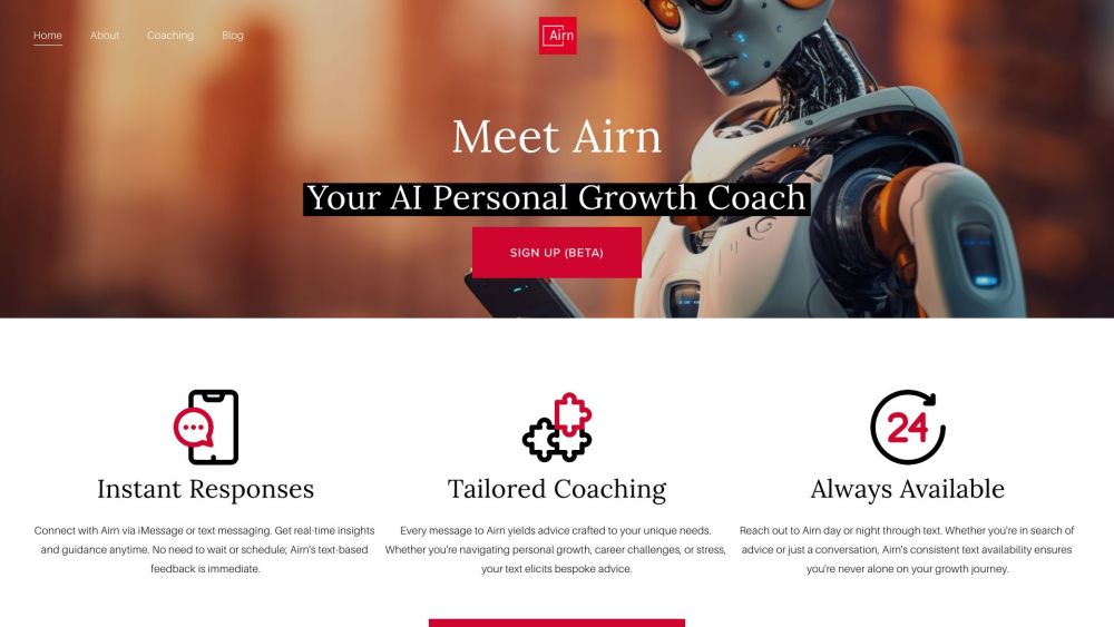 Airn Website screenshot