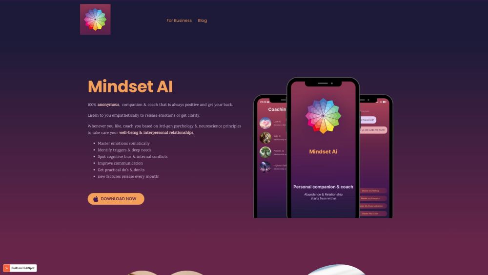 Mindset AIのウェブサイトのスクリーンショット