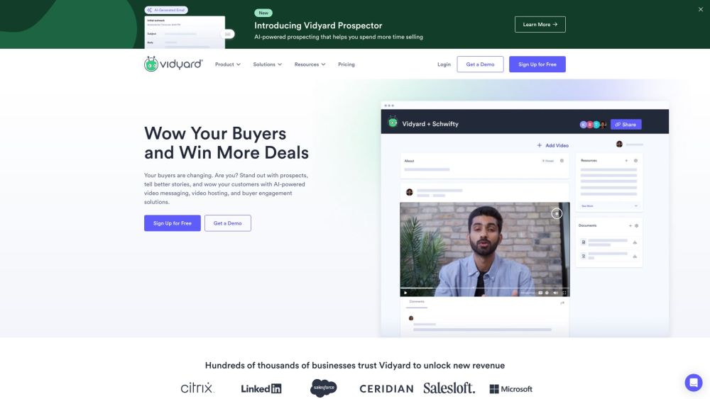 Vidyard - Video Tools for Virtual Sales and Marketing Teams Website screenshot