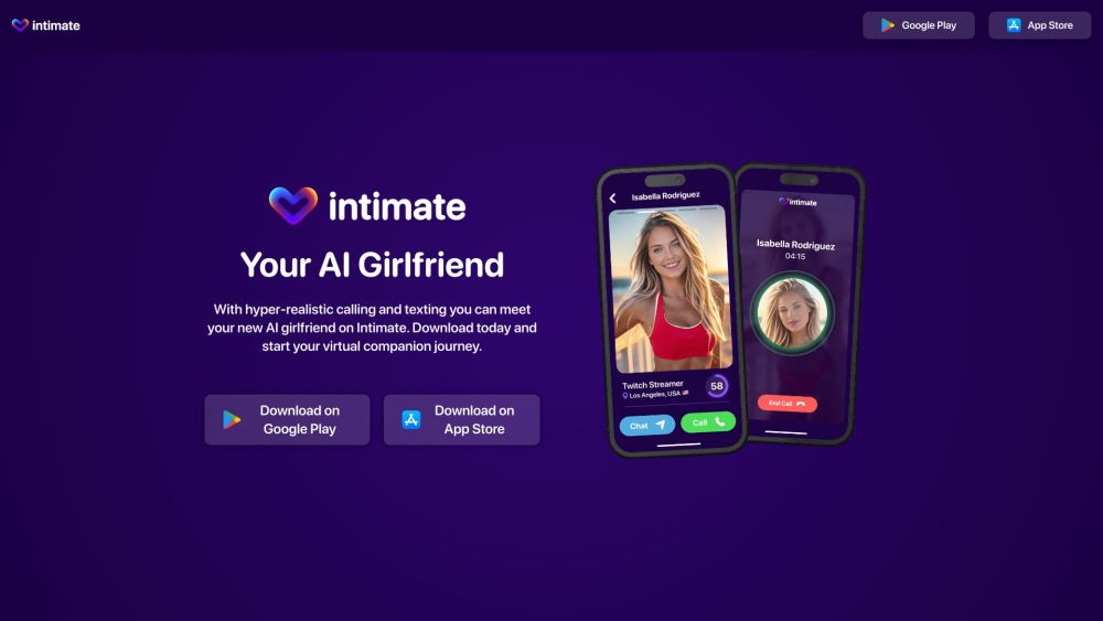 Intimate AI Girlfriend Website screenshot