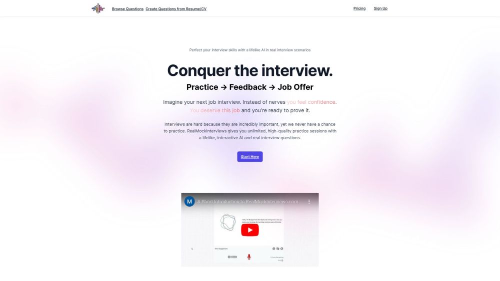 Real Mock Interviews Website screenshot