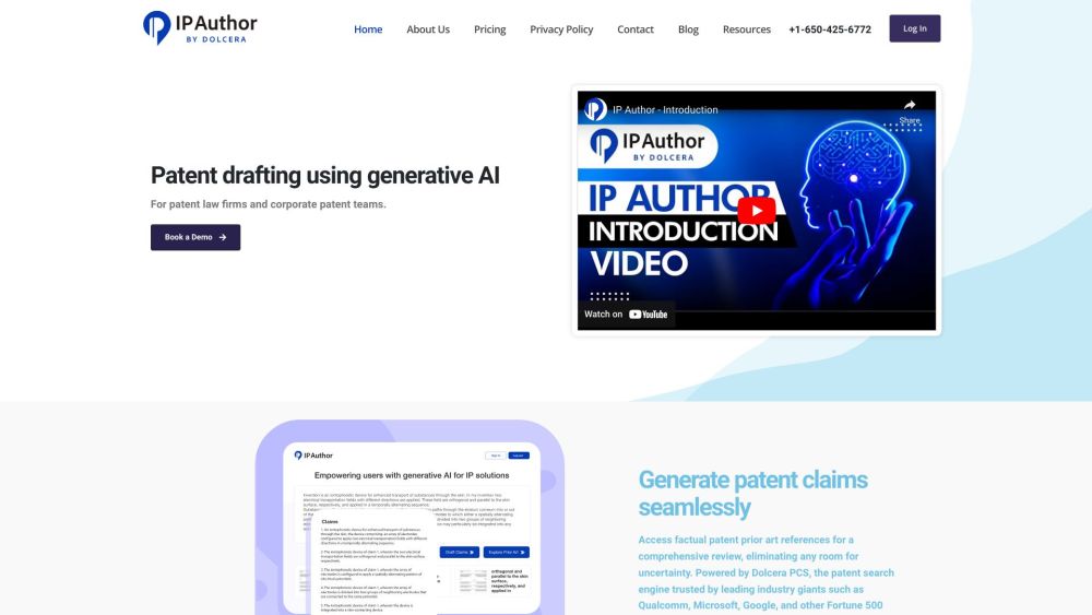 IP Author - AI-Powered Patent Drafting Software Website screenshot