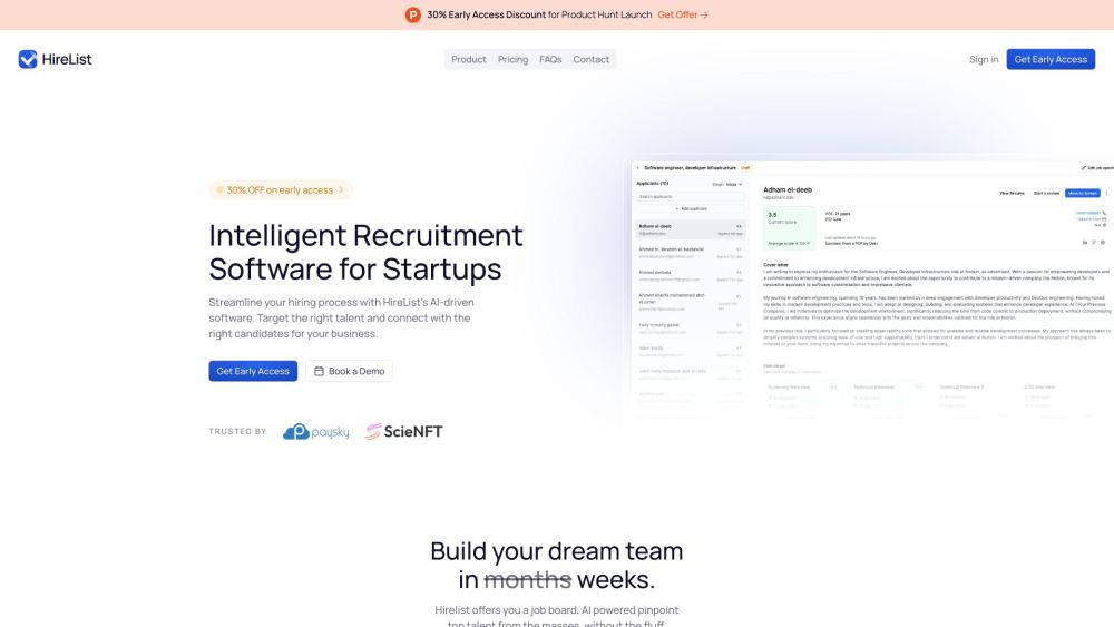 HireList Website screenshot